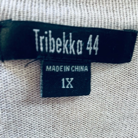 Women’s 1X Sweater Cardigan Tribekka 44 Beige Lightweight Knit Open Front Soft - Picture 9 of 11